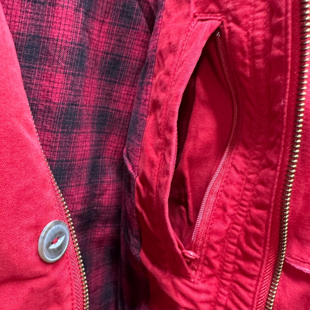 Orvis Men's Classic Barn Coat Red Canvas Field Jacket Corduroy Collar - Picture 7 of 12